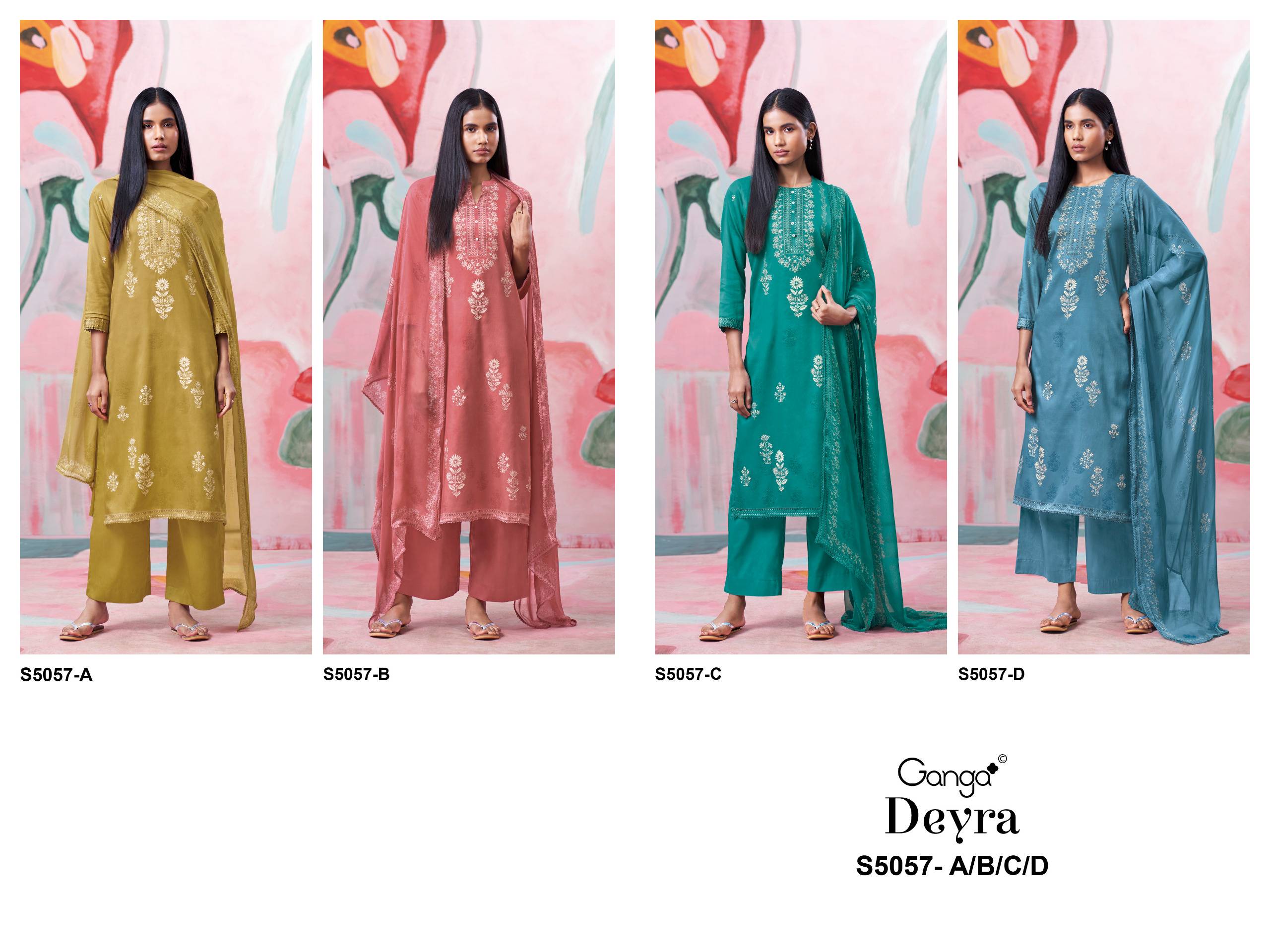 DEYRA 5057 SERIES BY GANGAFASHION Stylish Beautiful Colourful COTTON SATIN Dresses At Wholesale Price